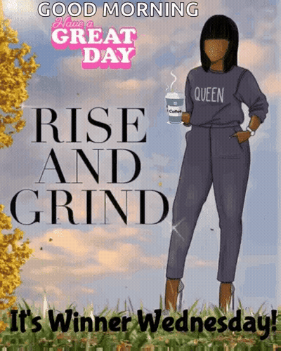 A Woman In A Queen Shirt Holding A Cup Of Coffee GIF