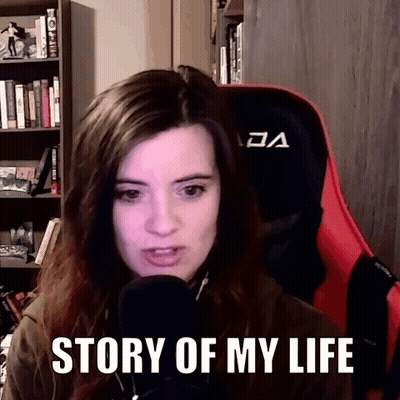 A Woman In A Red Chair Is Talking Into A Microphone And The Words Story Of My Life Are Visible Behind Her . GIF