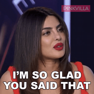 A Woman In A Red Dress Is Saying I 'M So Glad You Said That GIF