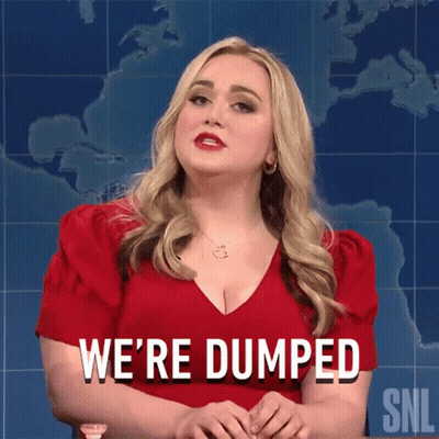A Woman In A Red Dress Says We 'Re Dumped On Snl GIF