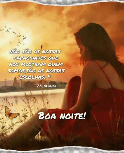 A Woman In A Red Dress Sits In The Grass With A Quote From J.k. Rowling GIF