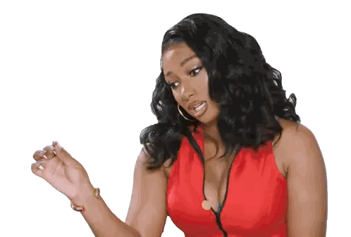 A Woman In A Red Dress With A Plunging Neckline Is Holding Something In Her Hand Sticker