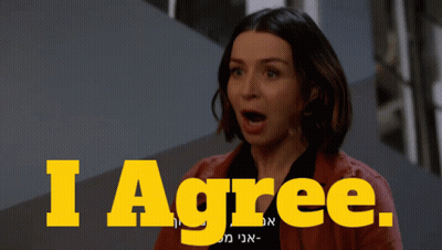 A Woman In A Red Jacket Says I Agree In Yellow GIF