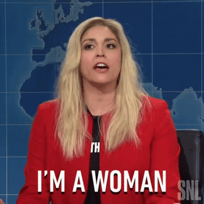 A Woman In A Red Jacket Says I 'M A Woman On Snl GIF
