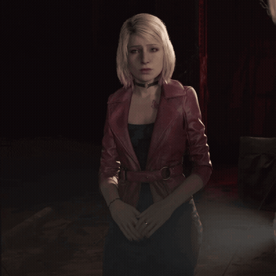A Woman In A Red Leather Jacket Has A Tattoo On Her Neck GIF