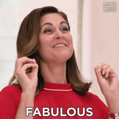 A Woman In A Red Shirt Says Fabulous In Black GIF