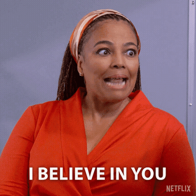 A Woman In A Red Shirt Says I Believe In You Netflix GIF