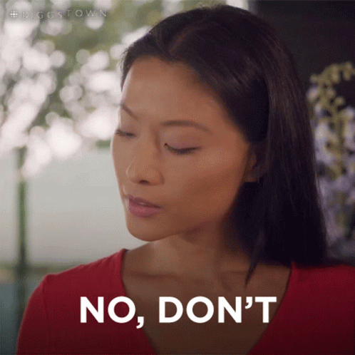 A Woman In A Red Shirt Says No Don T GIF