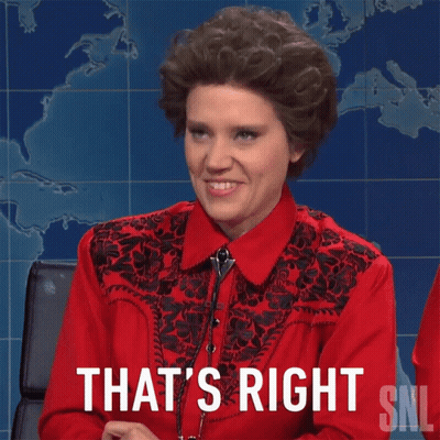 A Woman In A Red Shirt Says " That 'S Right " GIF