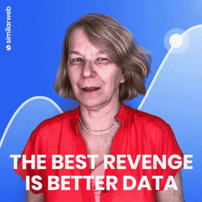 A Woman In A Red Shirt With The Words " The Best Revenge Is Better Data " Behind Her GIF
