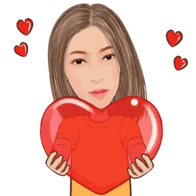 A Woman In A Red Sweater Is Holding A Red Heart Sticker