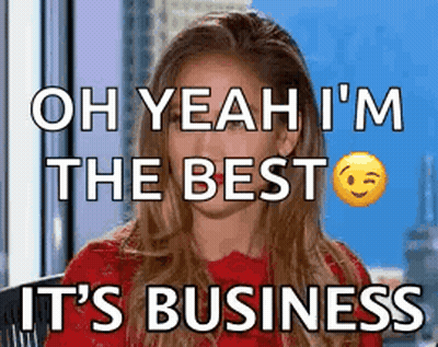 A Woman In A Red Sweater Says Oh Yeah I 'M The Best It 'S Business . GIF