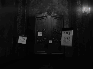 A Woman In A Santa Costume Is Behind A Broken Glass GIF