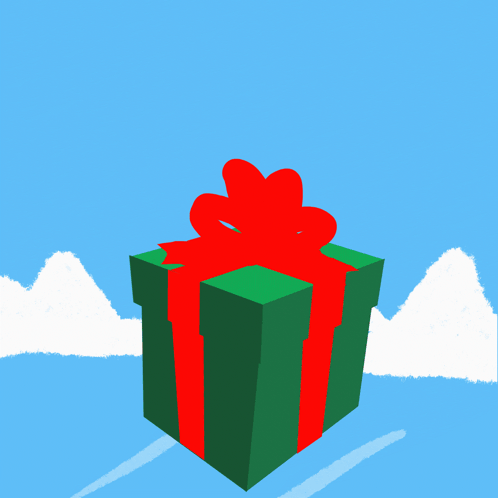 A Woman In A Santa Outfit Is Jumping Out Of A Christmas Present GIF