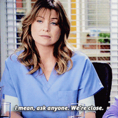 A Woman In A Scrub Top Says I Mean Ask Anyone We 'Re Close GIF