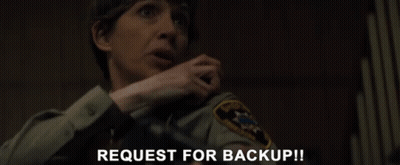 A Woman In A Sheriff 'S Uniform Is Asking For A Backup GIF