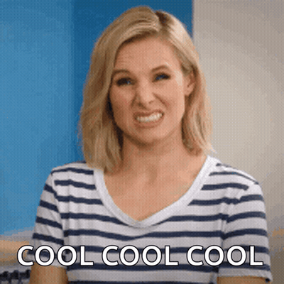 A Woman In A Striped Shirt Is Making A Funny Face And The Words Cool Cool Cool Are Behind Her GIF