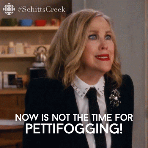A Woman In A Suit And Tie Says " Now Is Not The Time For Pettifogging " GIF
