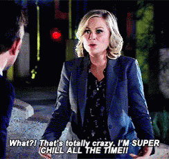 A Woman In A Suit Is Talking To A Man And Says What ? That 'S Totally Crazy I 'M Super GIF
