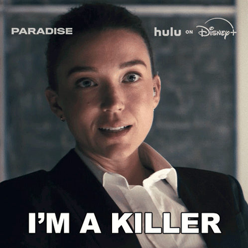A Woman In A Suit Says I 'M A Killer On A Disney Poster GIF