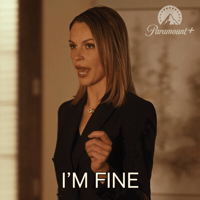 A Woman In A Suit Says " I 'M Fine " GIF