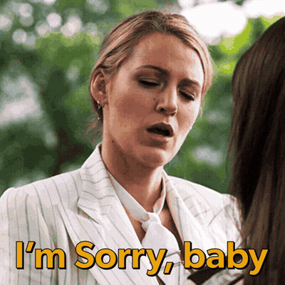 A Woman In A Suit Says I 'M Sorry Baby To Another Woman GIF
