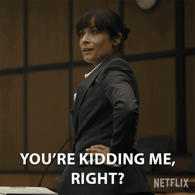 A Woman In A Suit Stands In Front Of A Podium And Says You 'Re Kidding Me Right GIF