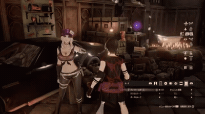 A Woman In A Video Game Is Standing Next To A Car GIF