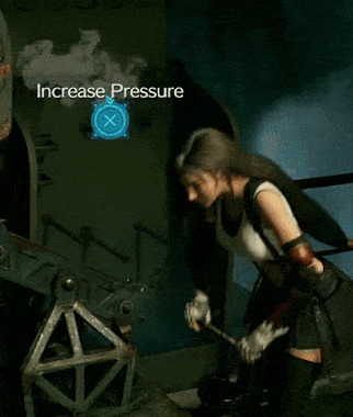 A Woman In A Video Game With A Increase Pressure Icon In The Background GIF