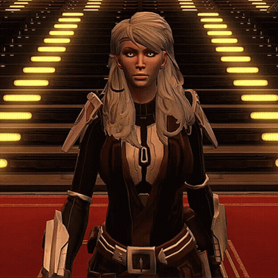 A Woman In A Video Game With The Letter O On Her Chest GIF