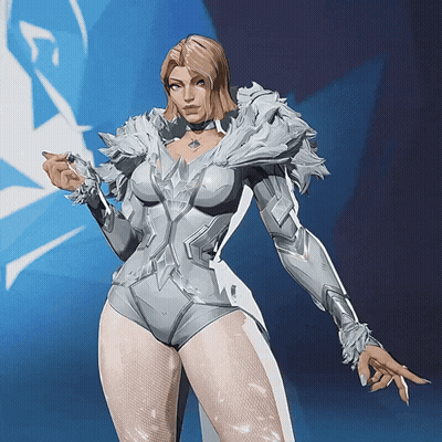 A Woman In A White Bodysuit With Feathers On The Sleeves GIF