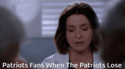 A Woman In A White Coat With The Words Patriots Fans When The Patriots Lose Above Her GIF