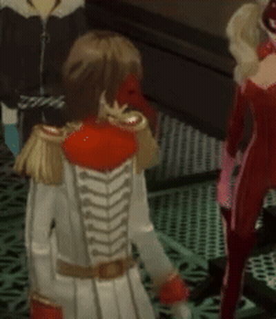A Woman In A White Dress Is Standing Next To A Man In A Black Jacket . GIF