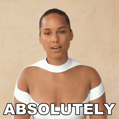 A Woman In A White Dress Says Absolutely In Black GIF