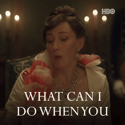 A Woman In A White Dress Says What Can I Do When You On A Hbo Poster GIF