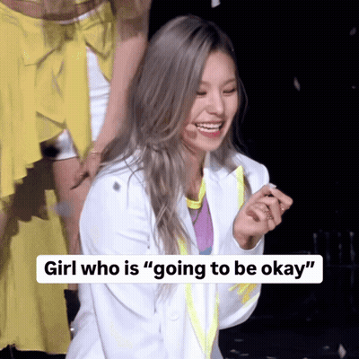A Woman In A White Jacket Is Smiling With The Caption Girl Who Is " Going To Be Okay " GIF