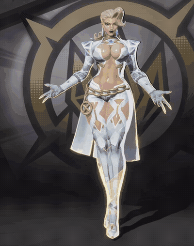 A Woman In A White Outfit Is Standing In Front Of A Circle GIF