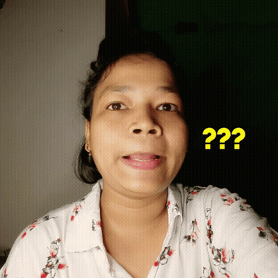 A Woman In A White Shirt Has A Yellow Question Mark Above Her Head GIF