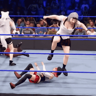 A Woman In A White Shirt That Says ' Ecw ' On It GIF
