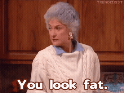 A Woman In A White Sweater Is Saying You Look Fat GIF