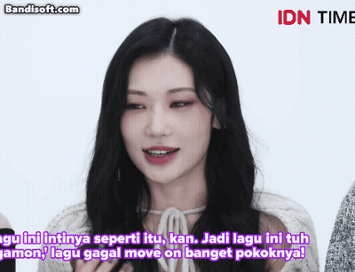 A Woman In A White Sweater Says " Lagu Ini Intinya Seperti Itu , Kan . " GIF