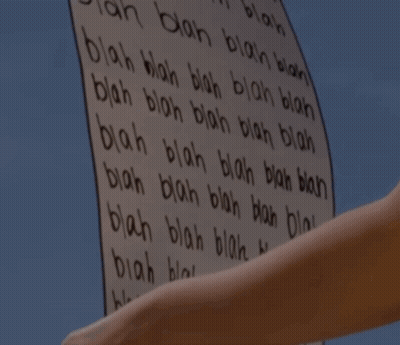 A Woman In A White Top Is Holding A Large Piece Of Paper In Front Of A Blue Sky GIF