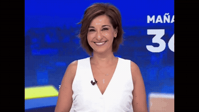 A Woman In A White Top Is Smiling In Front Of A Blue Background With The Number 30 GIF
