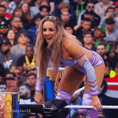 A Woman In A Wrestling Ring With The Name Tiffanyluv24 On The Bottom Right GIF