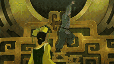 A Woman In A Yellow Dress Is Standing Next To A Man On A Throne GIF