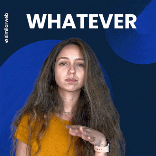 A Woman In A Yellow Shirt Says Whatever GIF