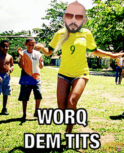 A Woman In A Yellow Shirt With The Number 9 On It Is Dancing In A Field GIF