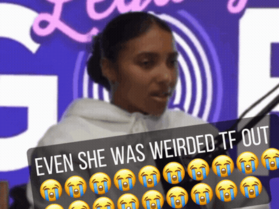 A Woman In Front Of A Sign That Says Even She Was Weird Tf Out GIF