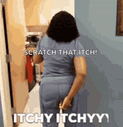 A Woman In Scrubs Says Scratch That Itch GIF