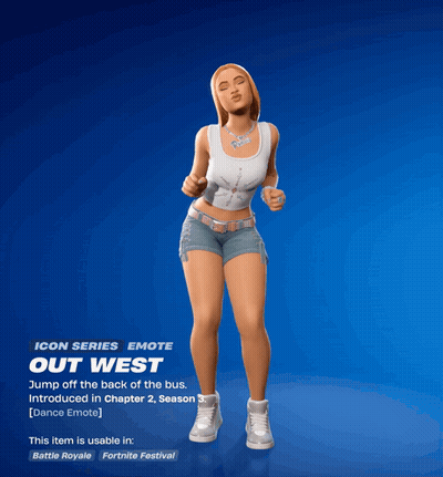 A Woman In Shorts And A White Tank Top Is Jumping Off The Back Of The Bus GIF